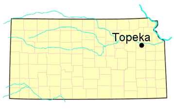 Brooks map of kansas, topeka marked